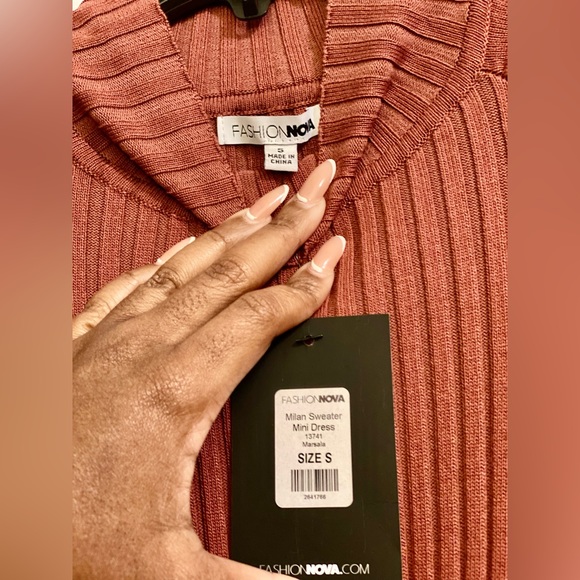 Milan Sweater Mini Dress - Marsala (In Between a Rust & Blush Color) - Picture 6 of 6